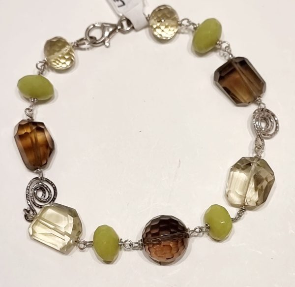 Bracciale topazio, quarzo e giada