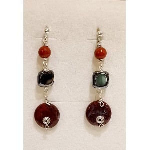 Orecchini ematite e diaspro rosso