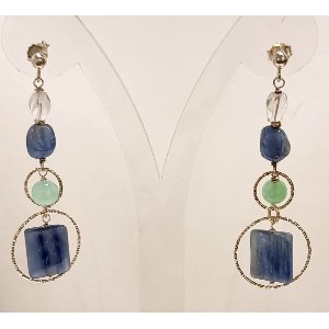 Orecchini cianite, quarzo e crisoprasio